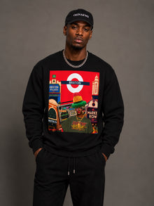 Man wearing Chinakwe X Brixton black sweatshirt