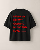 CHINAKWE Live Life Red black T-shirt back with yellow text