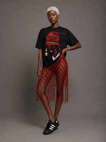 Female model wearing CHINAKWE Live Life Red T-shirt