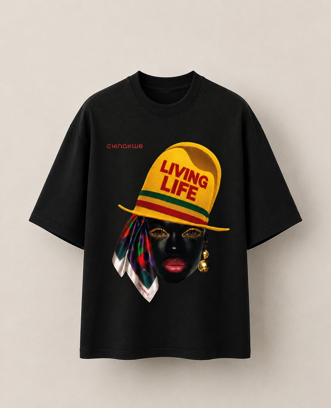 CHINAKWE Live Life Yellow black T-shirt front