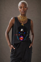 Female model wearing CHINAKWE Scotch Bonnet Hot sleeveless T-shirt