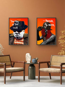 BIG and BUSTA framed together in a warm terracotta interior