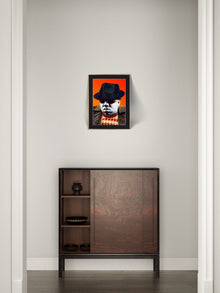 BIG artwork framed and displayed in a neutral interior