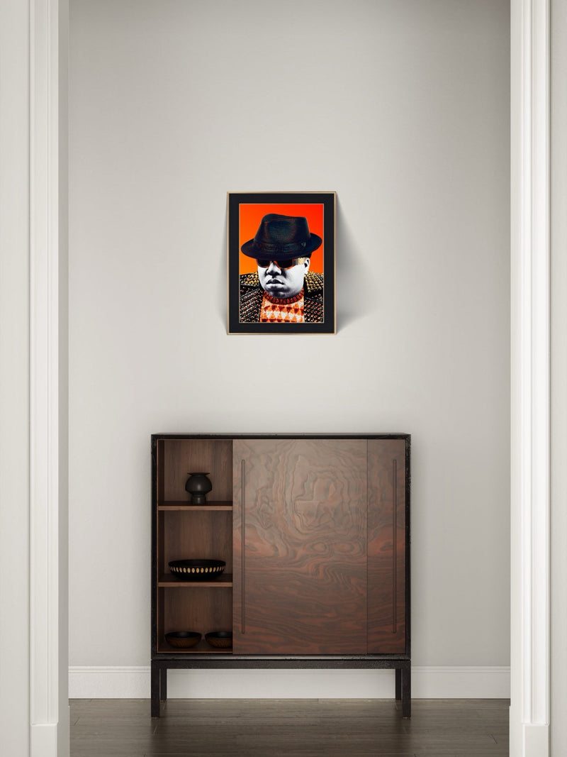 BIG artwork framed and displayed in a neutral interior